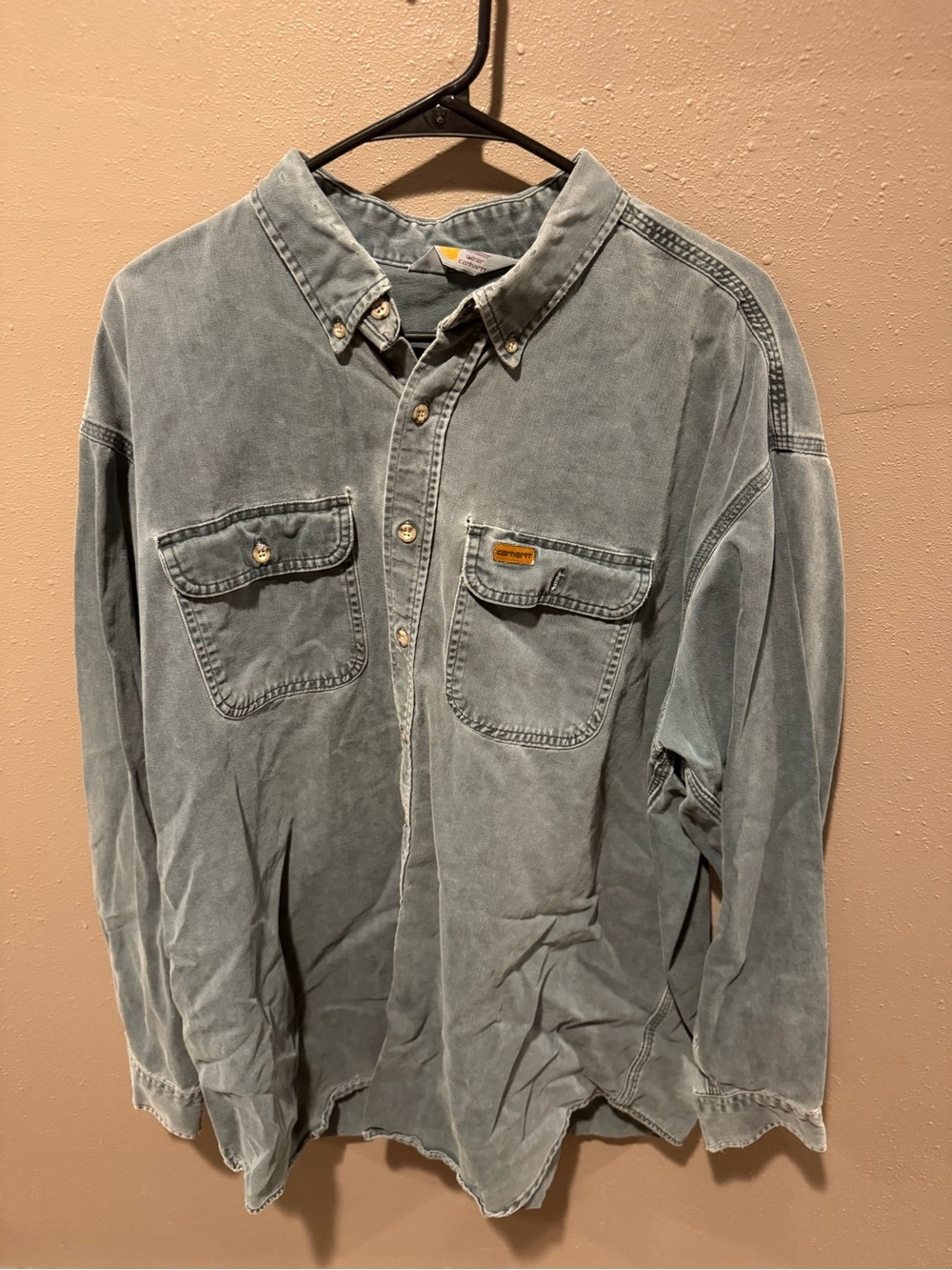 Carhartt Men's Button-Down Work Shirt in Faded Green